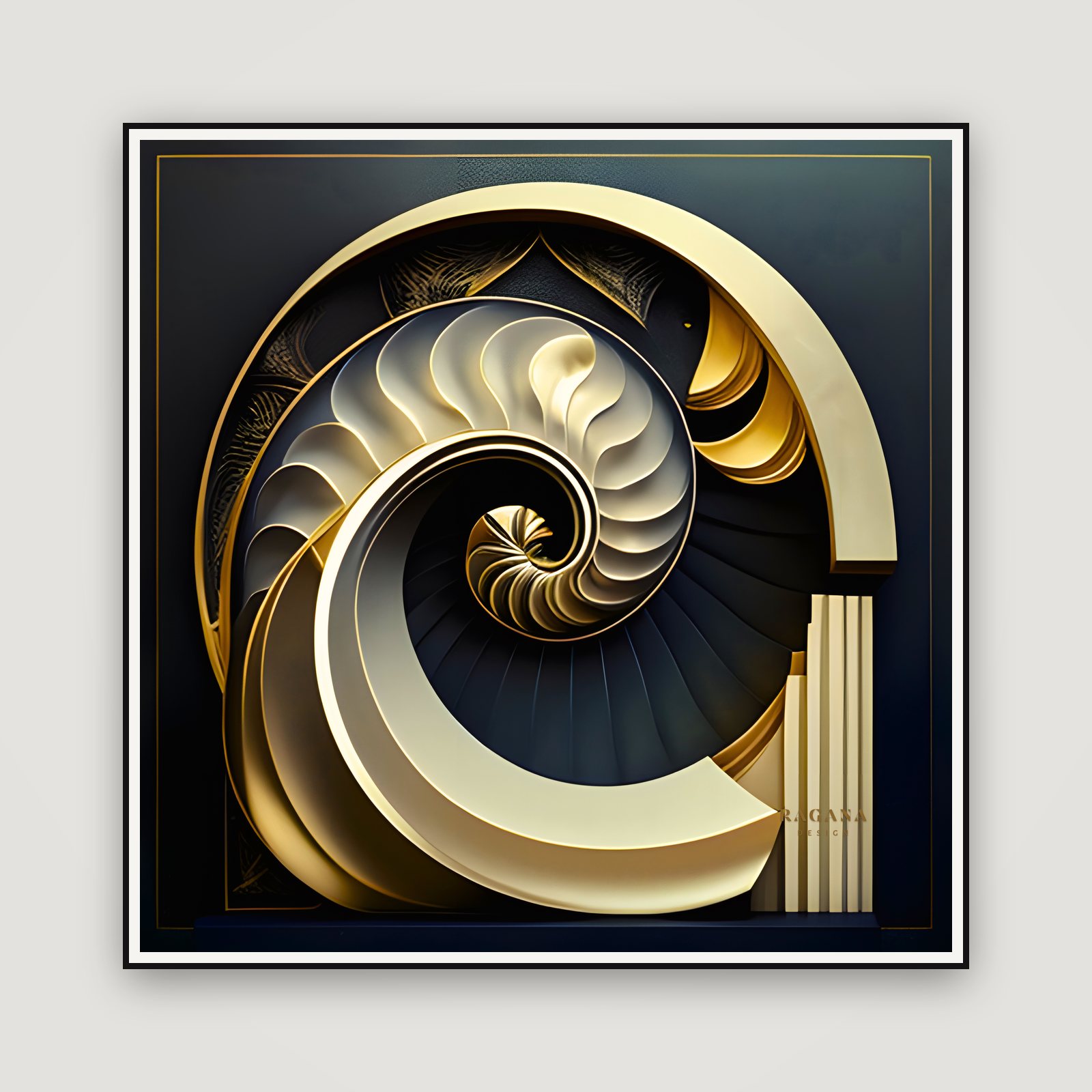 Depth and Gold Resonance — gerahmt an der Wand