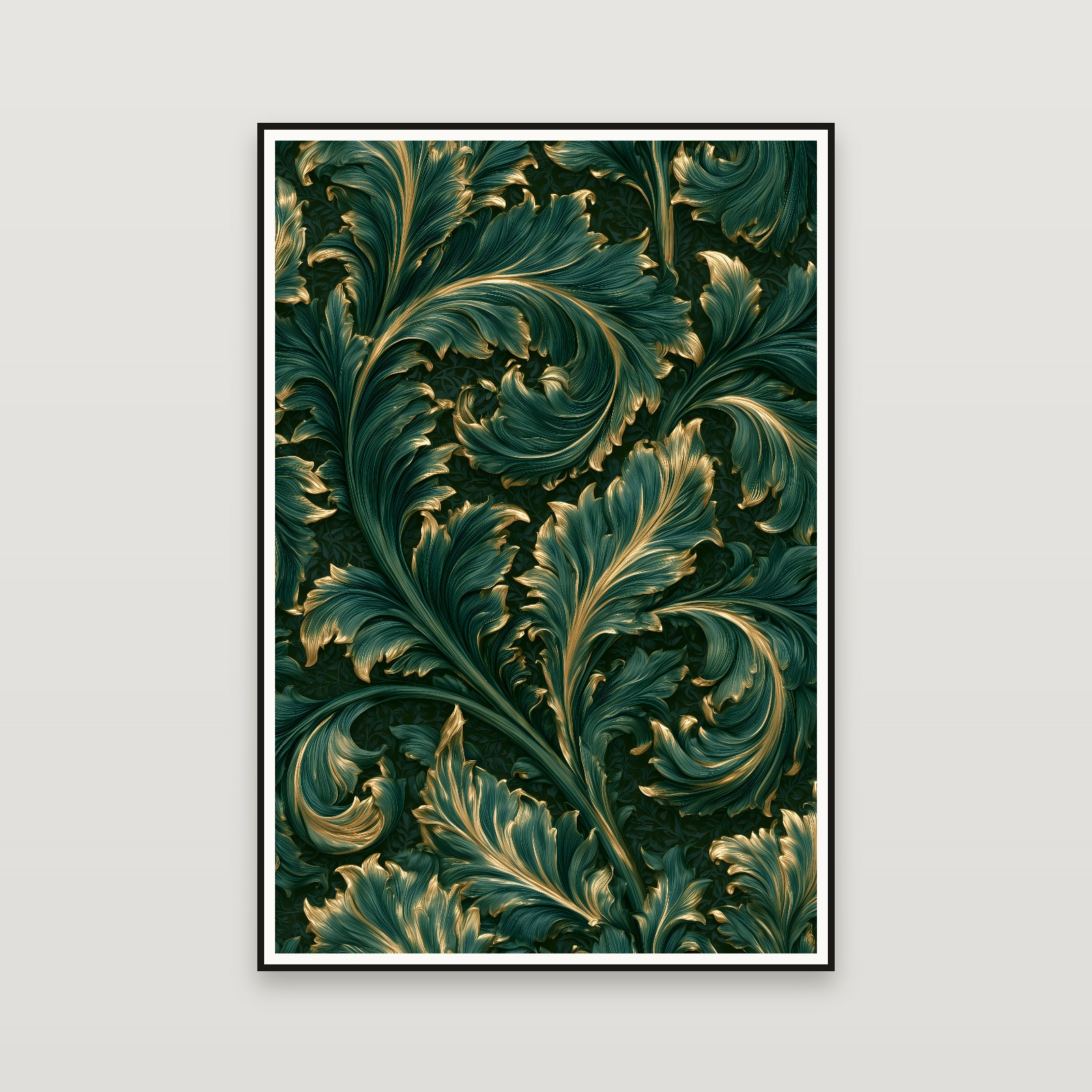 Emerald Acanthus — framed on a wall
