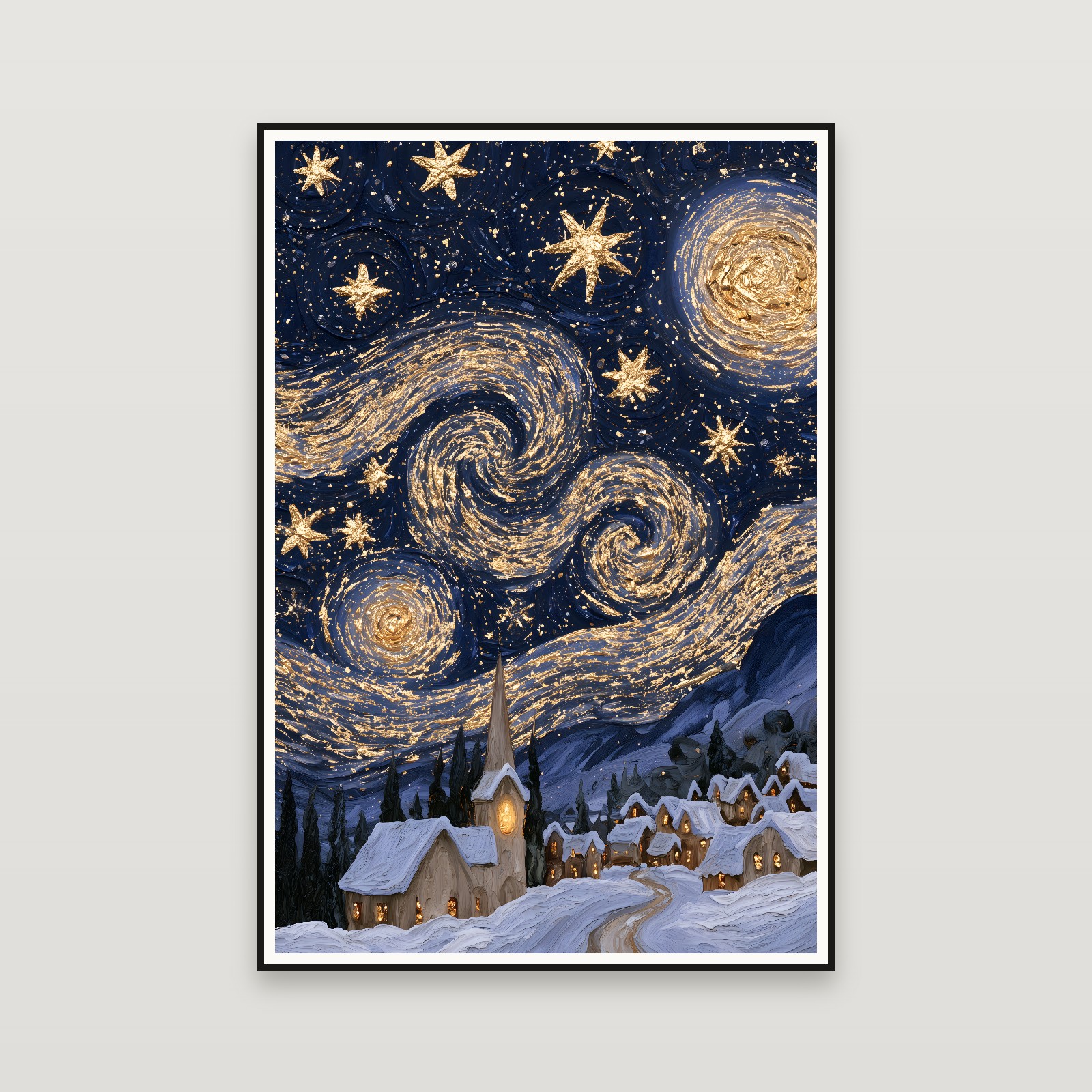 Golden Christmas Eve — encadré au mur