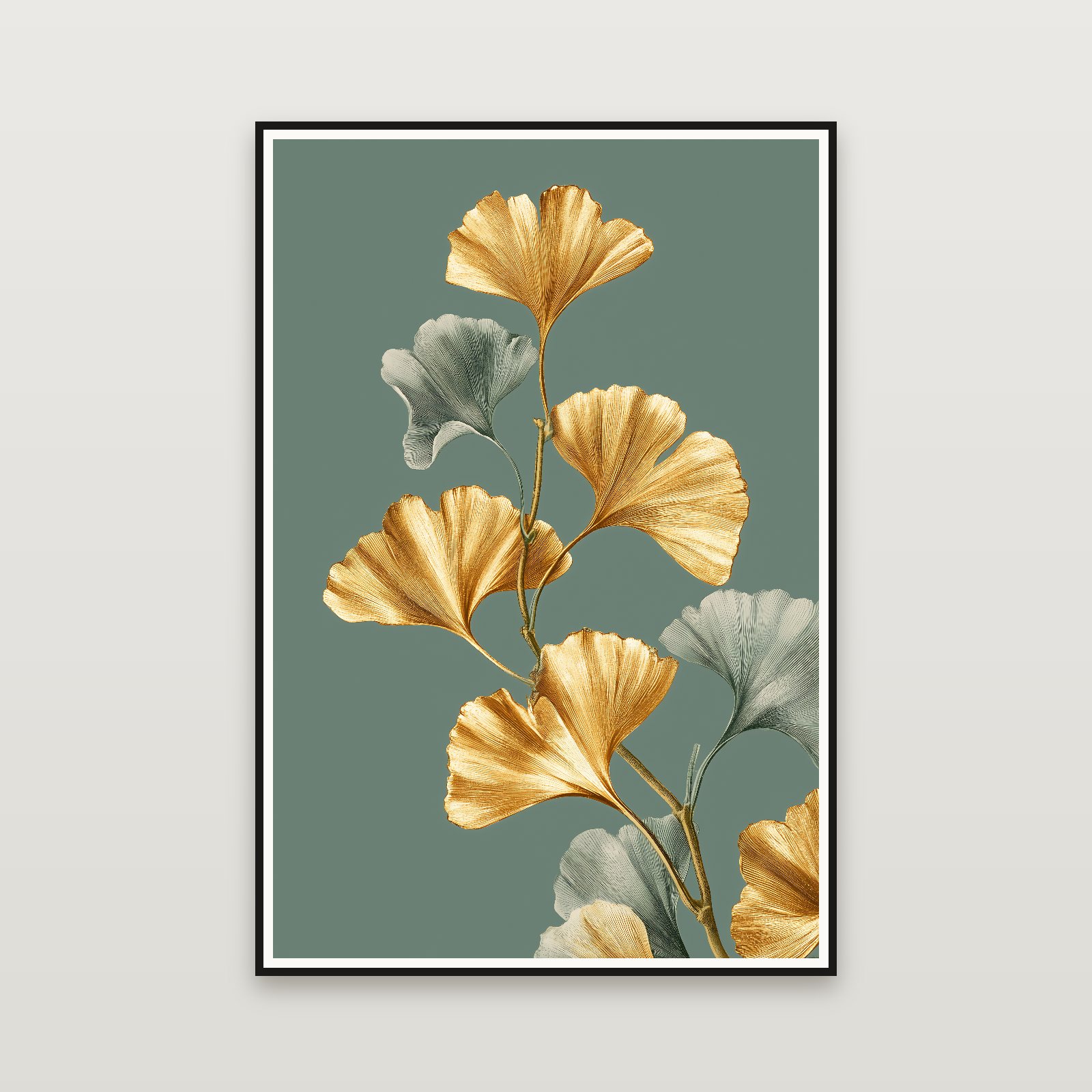 Golden Ginkgo — gerahmt an der Wand