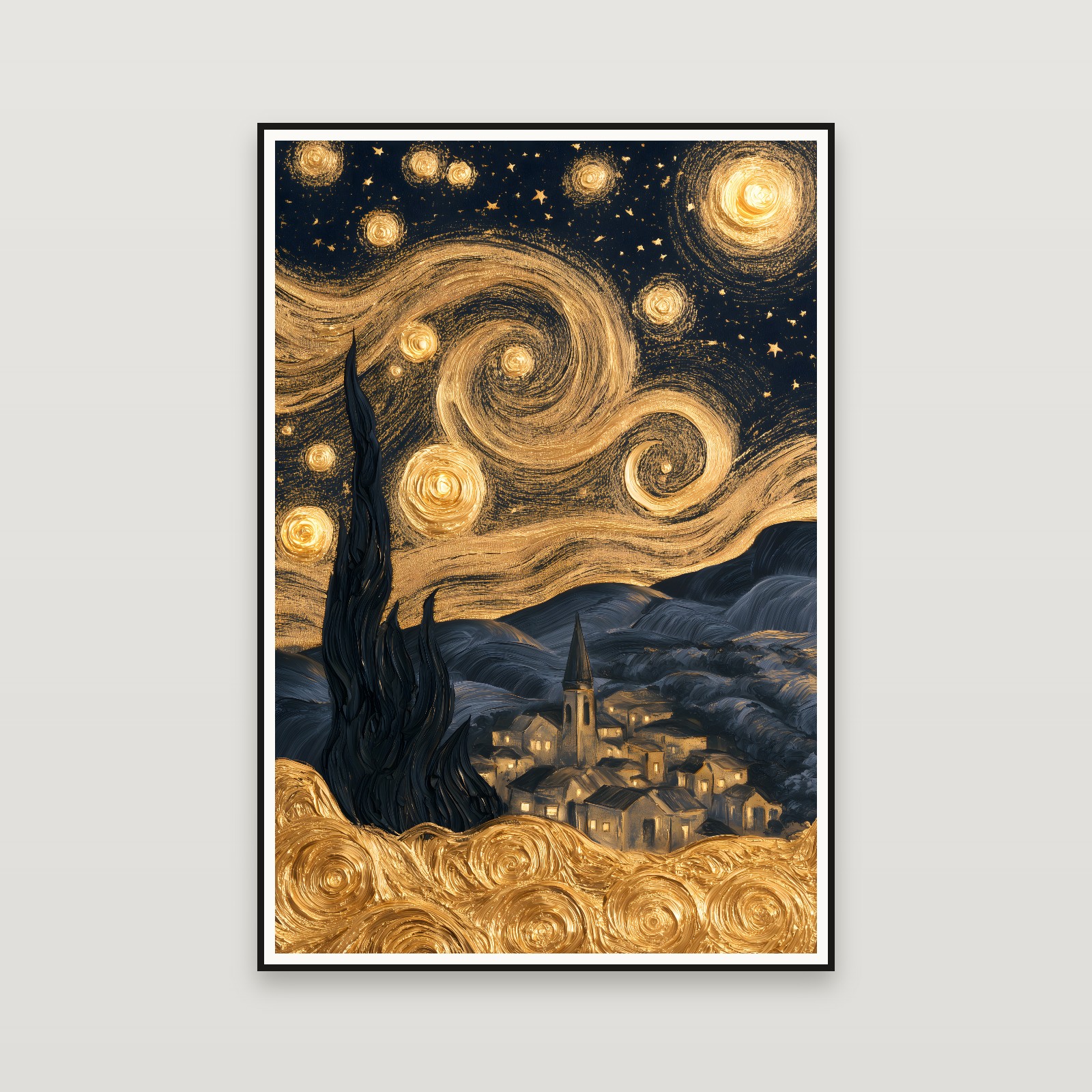 Golden Starry Night — encadré au mur