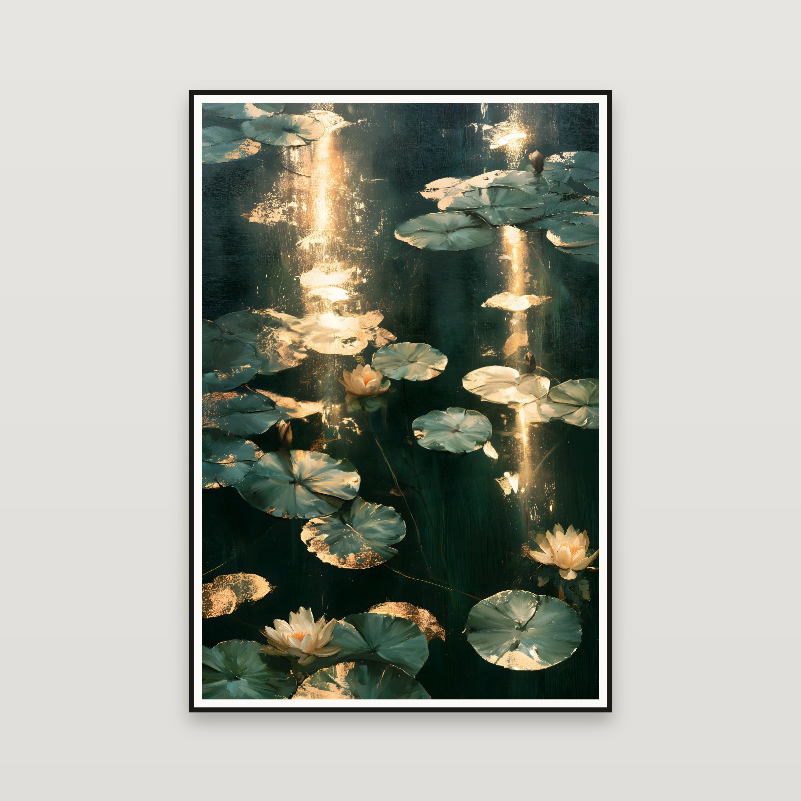 Golden Water Lilies — encadré au mur