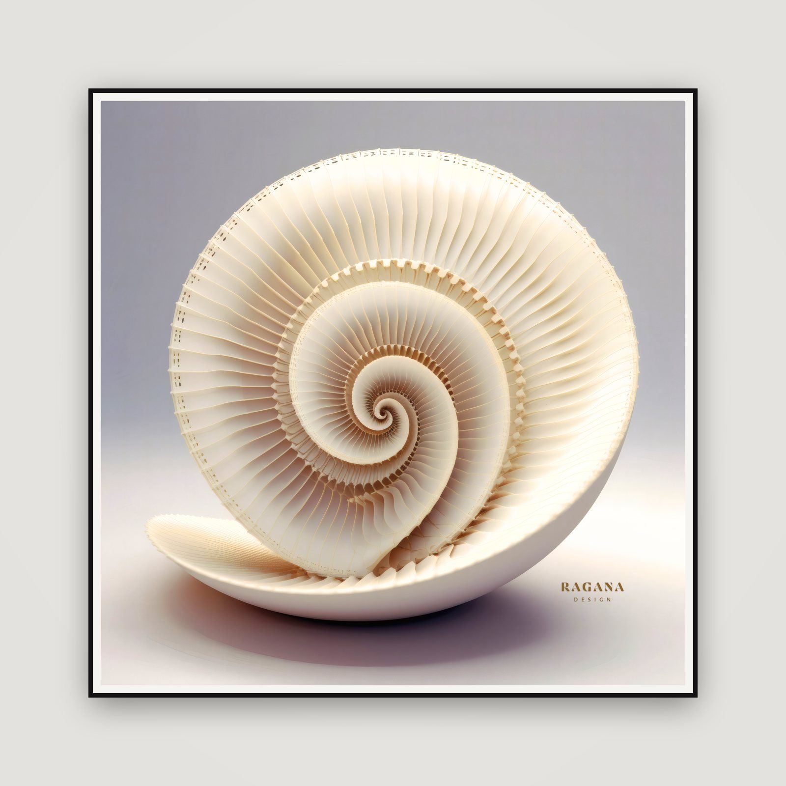 Ivory Nautilus Minimalist — encadré au mur