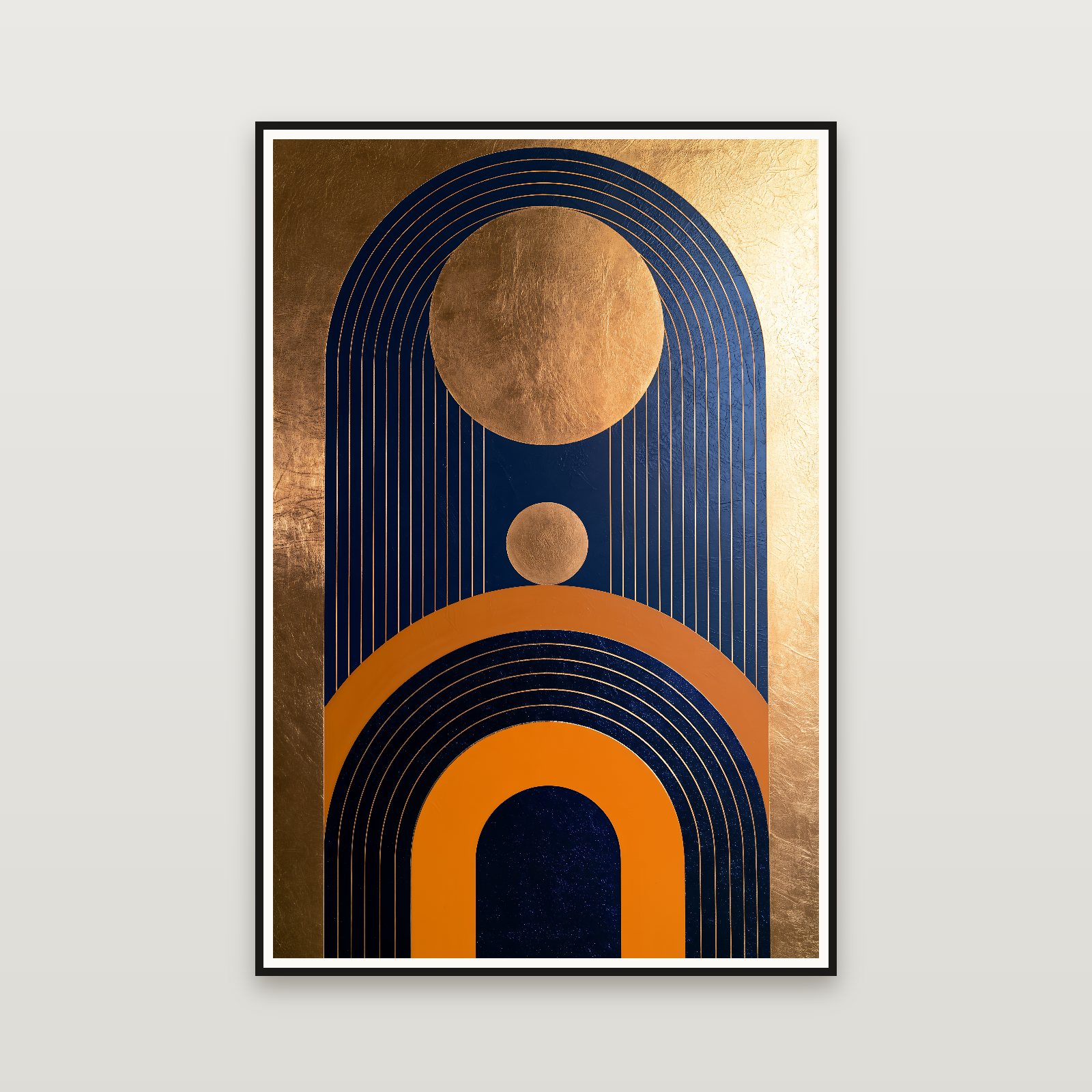 Arches in Navy & Gold — 額装イメージ