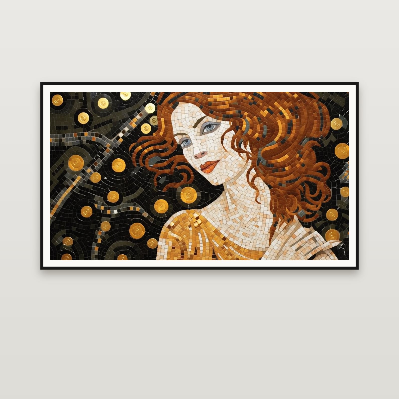 The Copper-Haired Muse — framed on a wall