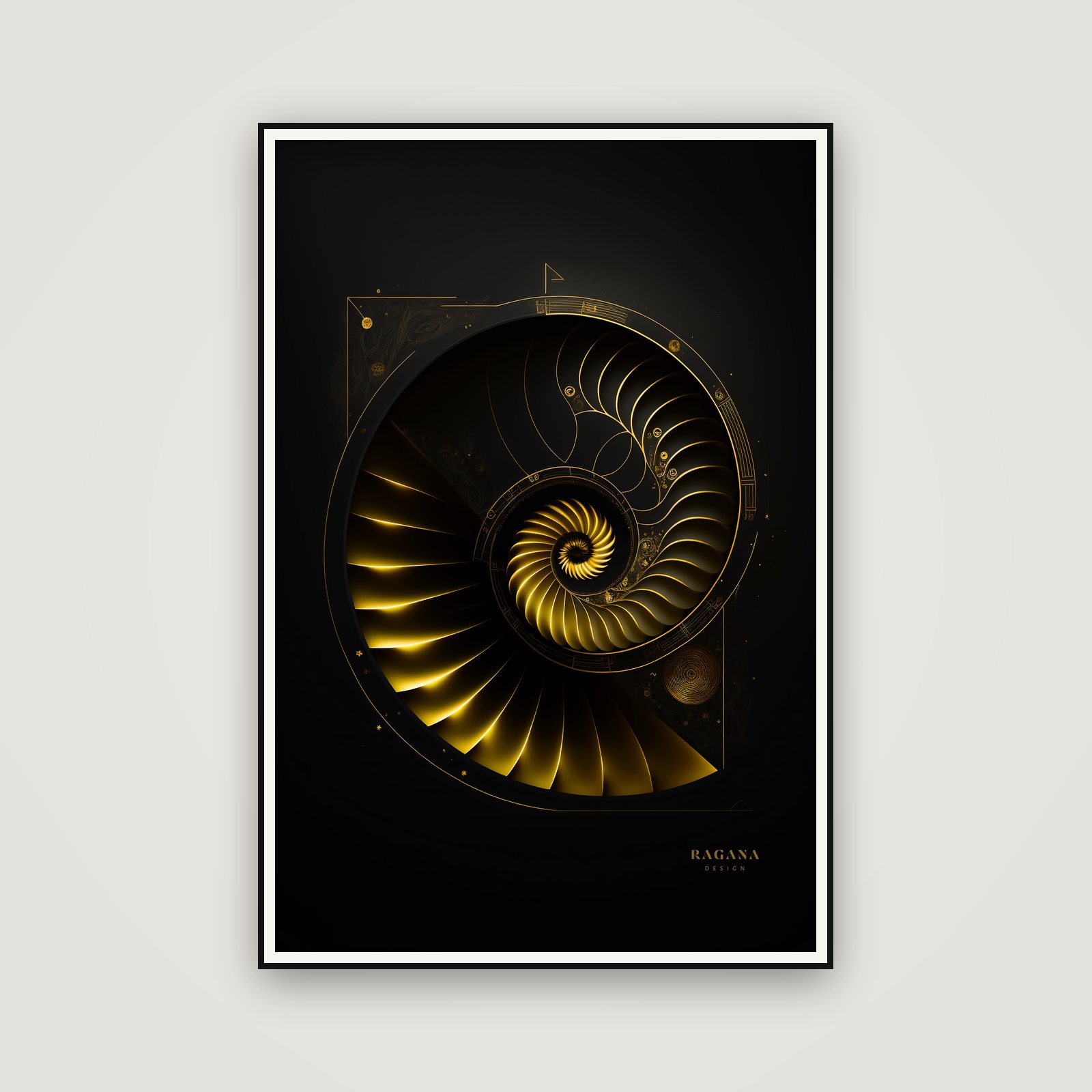 The Golden Aperture — emoldurada na parede