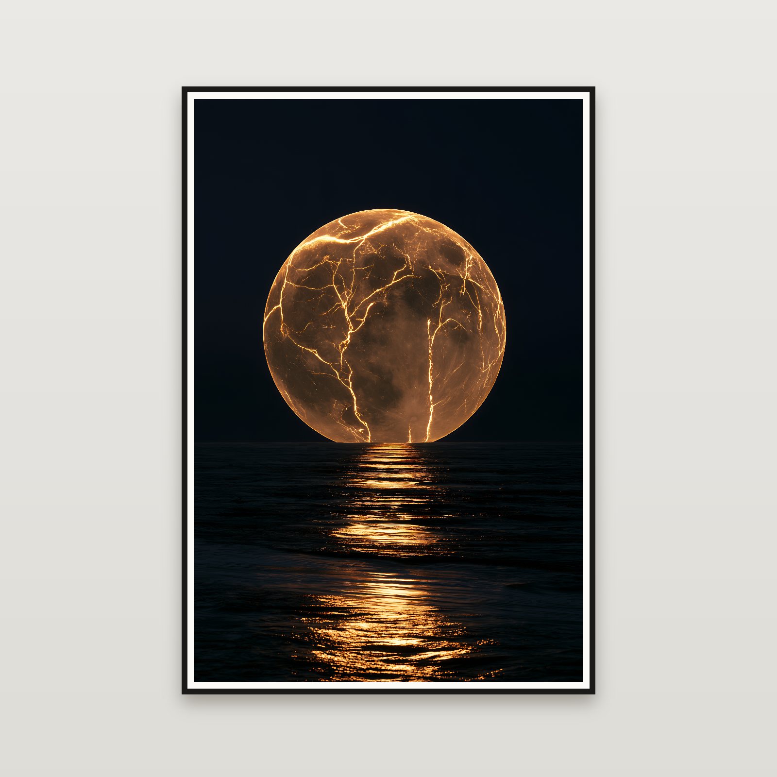The Golden Mended Moon — emoldurada na parede