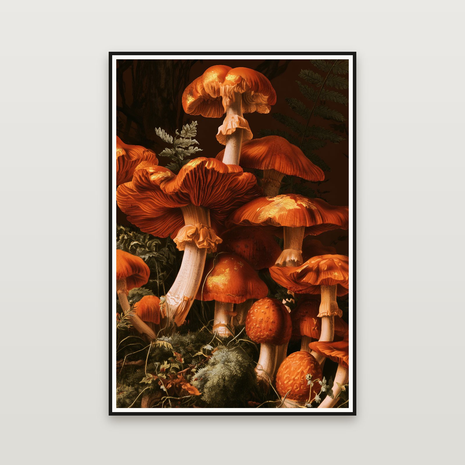 The Golden Mushrooms — gerahmt an der Wand