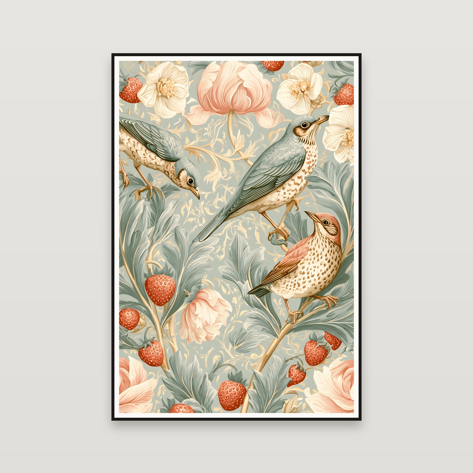 The Golden Strawberry Thief — encadré au mur