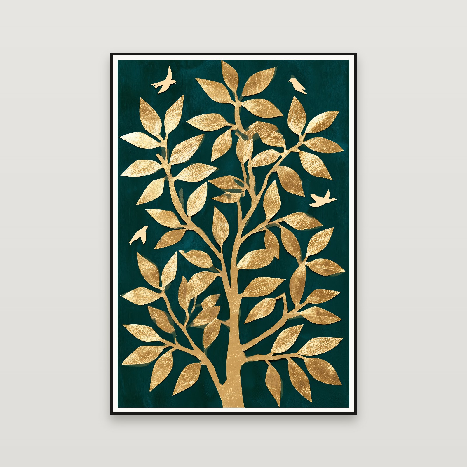 The Golden Tree with Birds — enmarcada en la pared