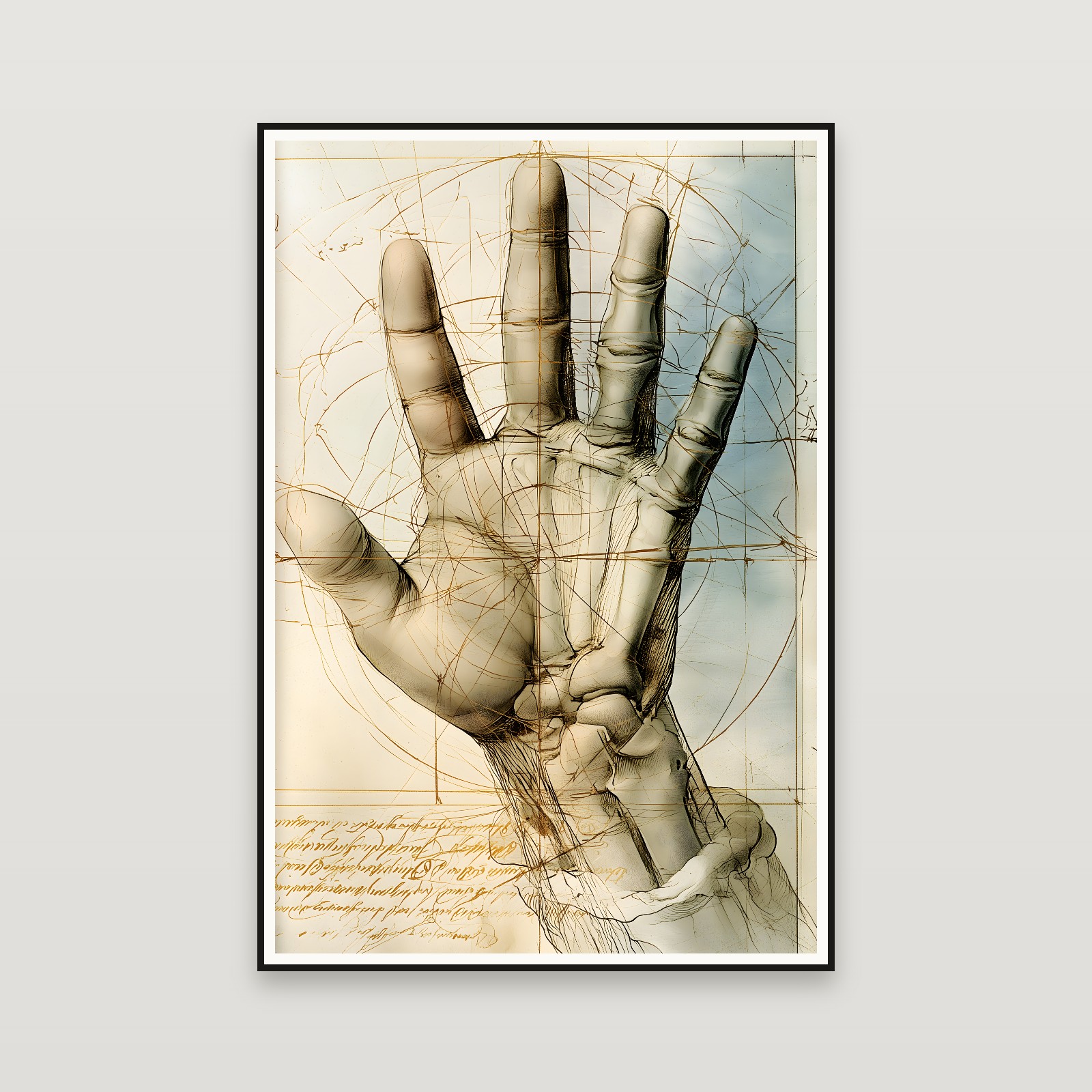 The Hand Codex — framed on a wall