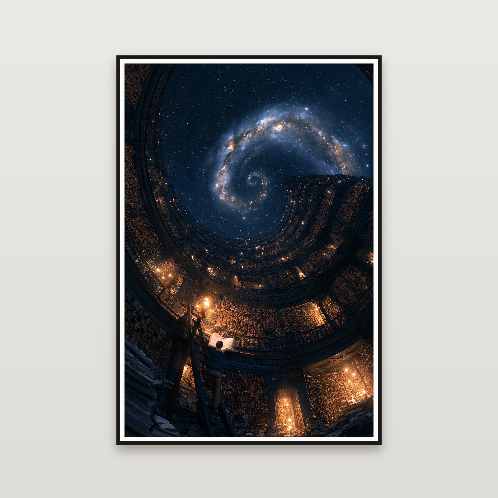 The Infinite Library — gerahmt an der Wand