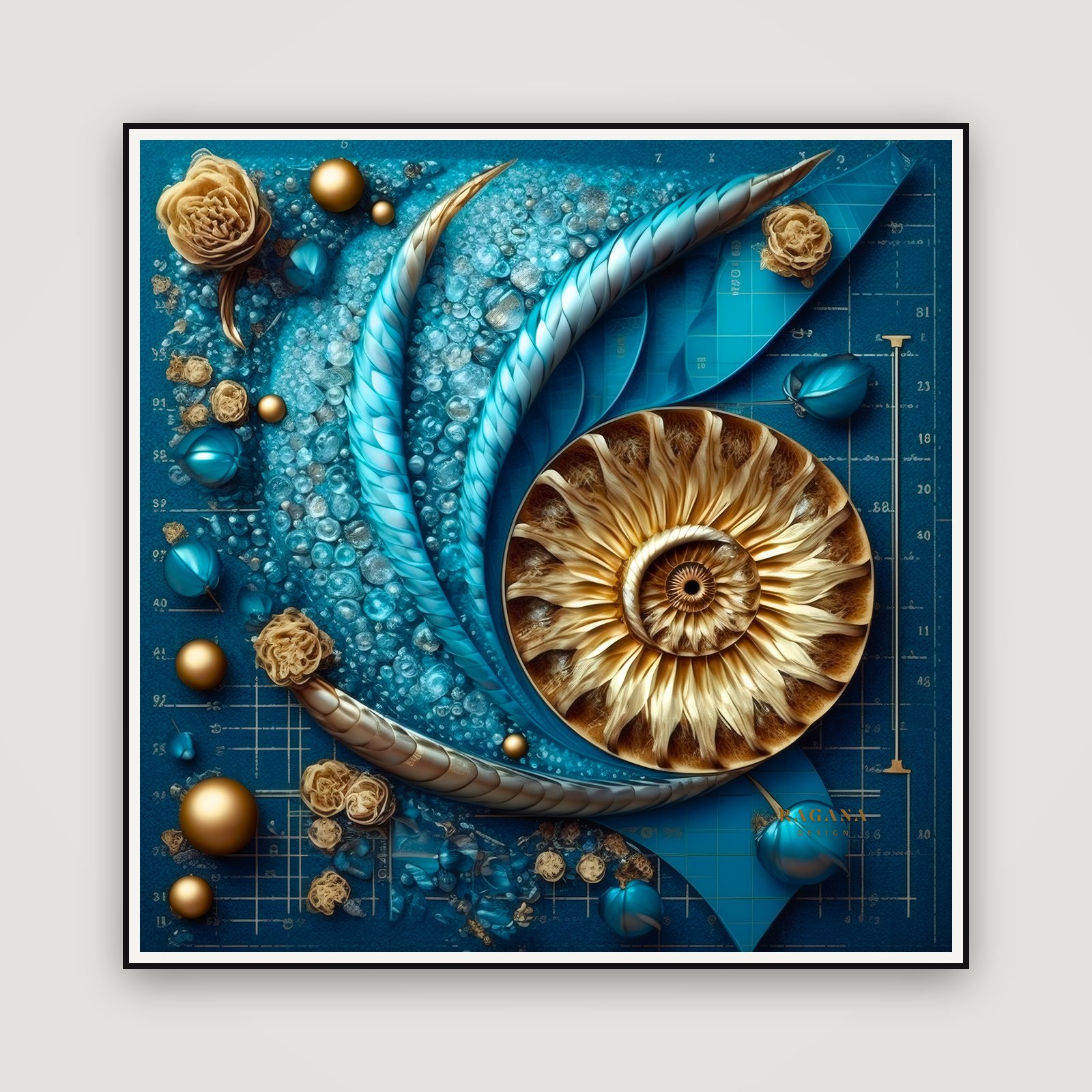 The Lapis Lazuli Flow — 額装イメージ