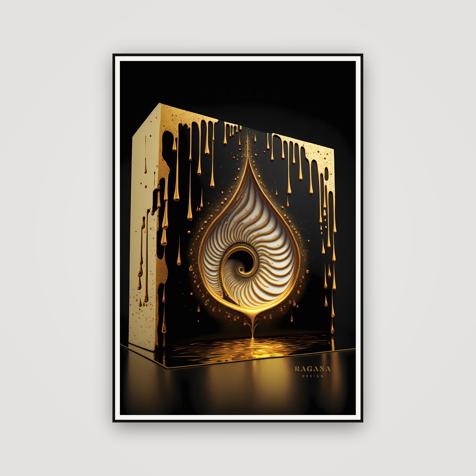 The Molten Genesis — enmarcada en la pared