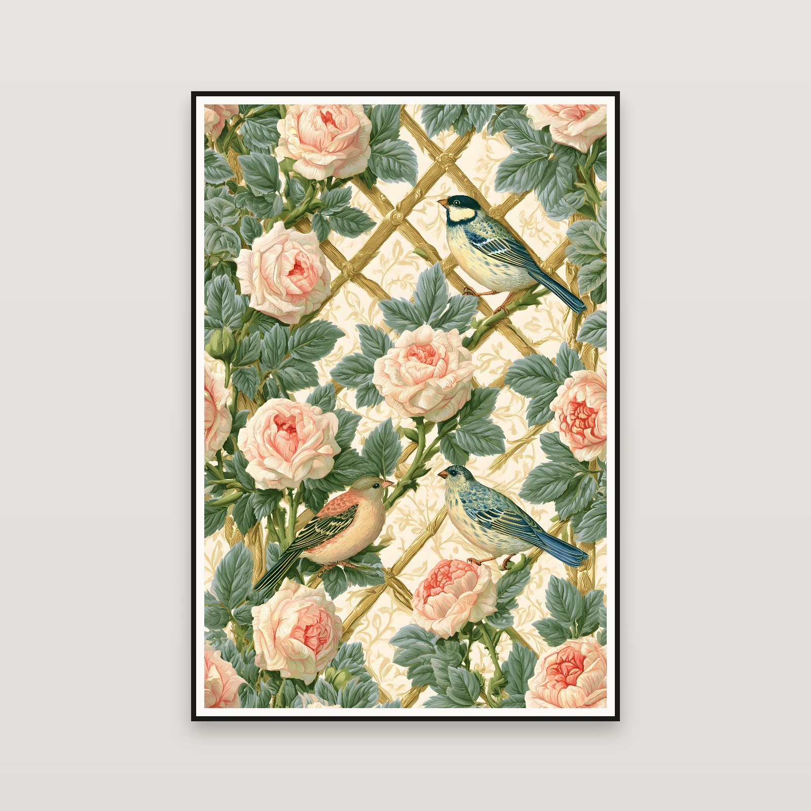 The Rose Trellis — framed on a wall
