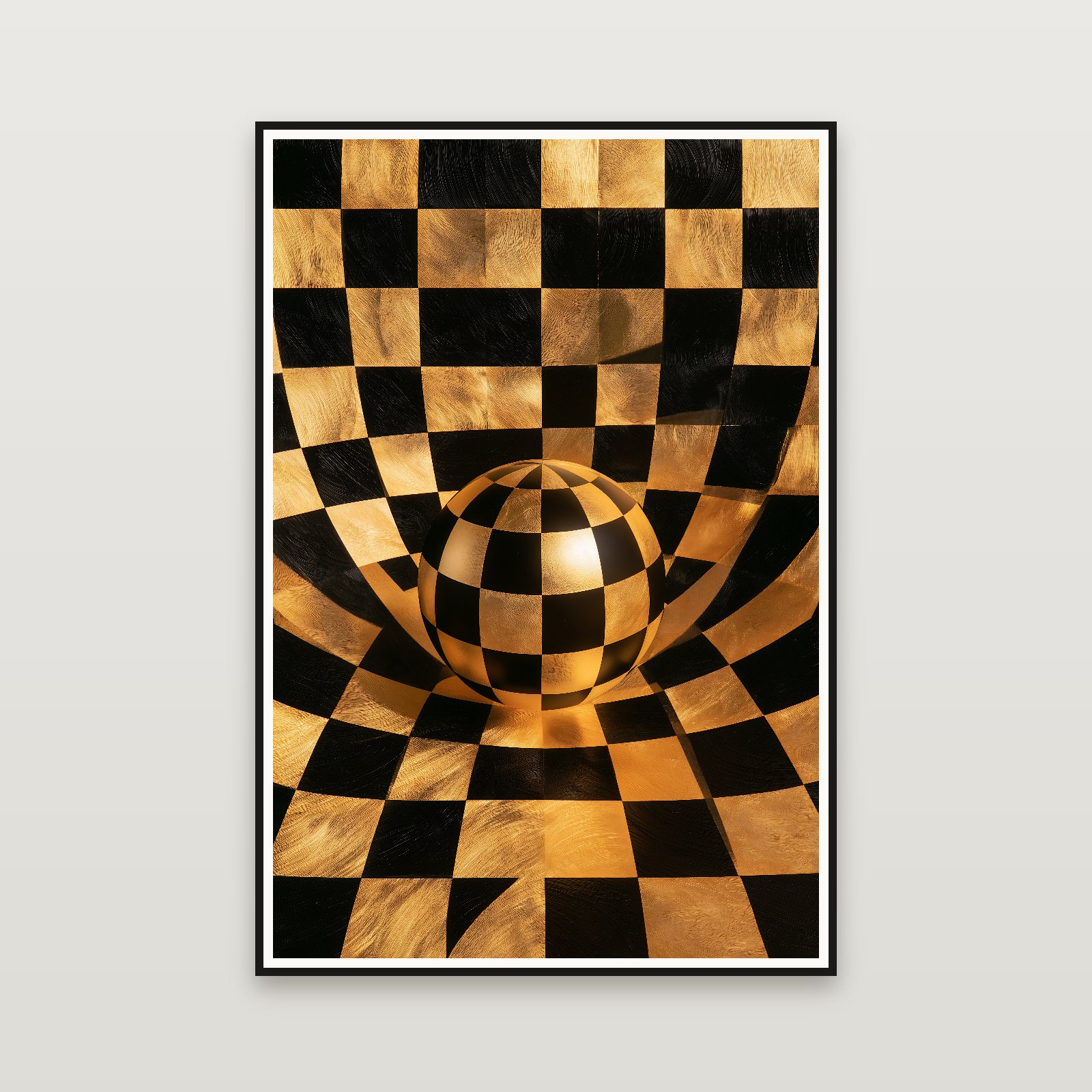 The Sinking Sphere — enmarcada en la pared