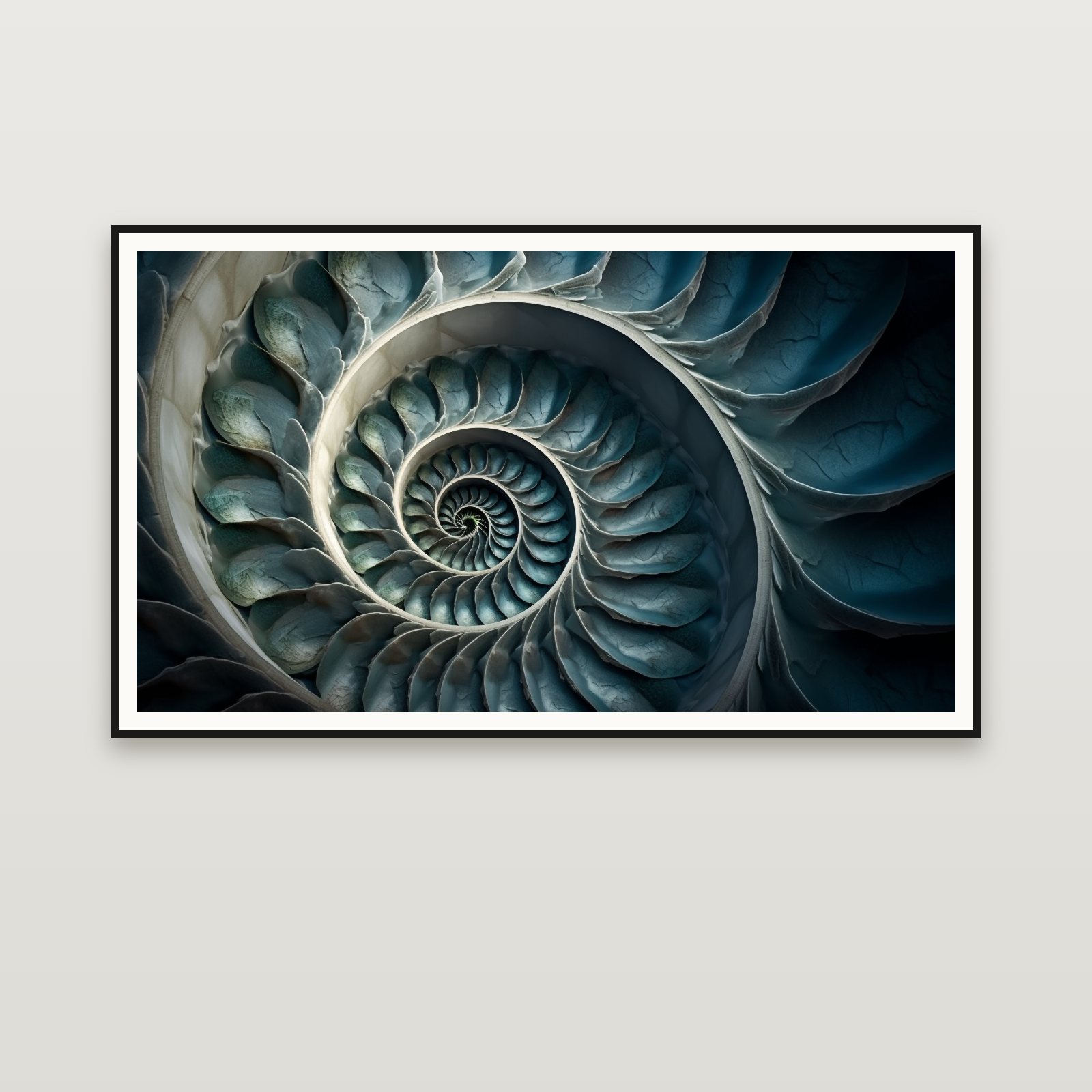 The Slate Nautilus — enmarcada en la pared