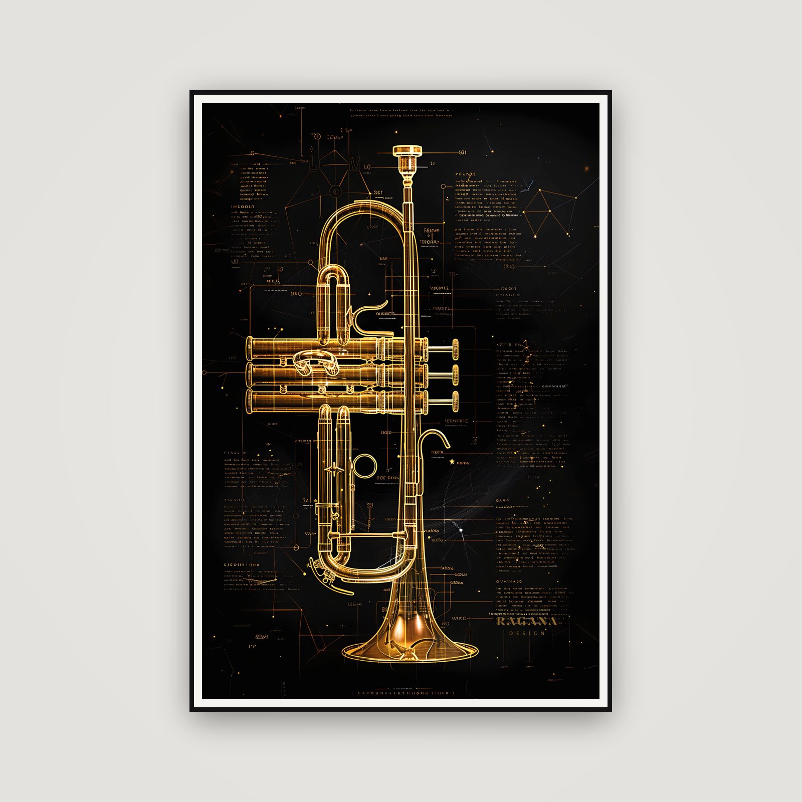 The Sovereign Trumpet — enmarcada en la pared