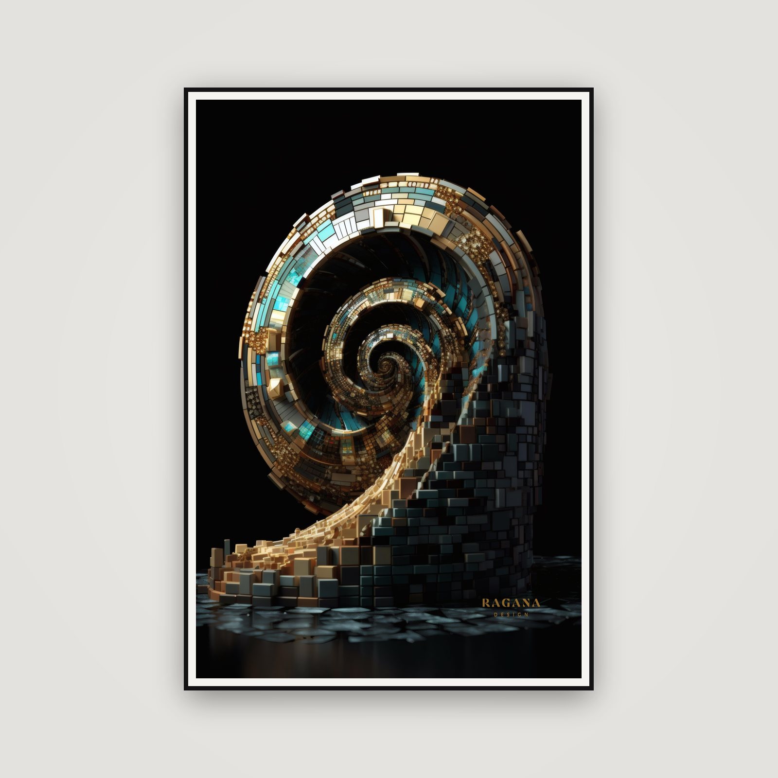 The Tectonic Fibonacci — gerahmt an der Wand