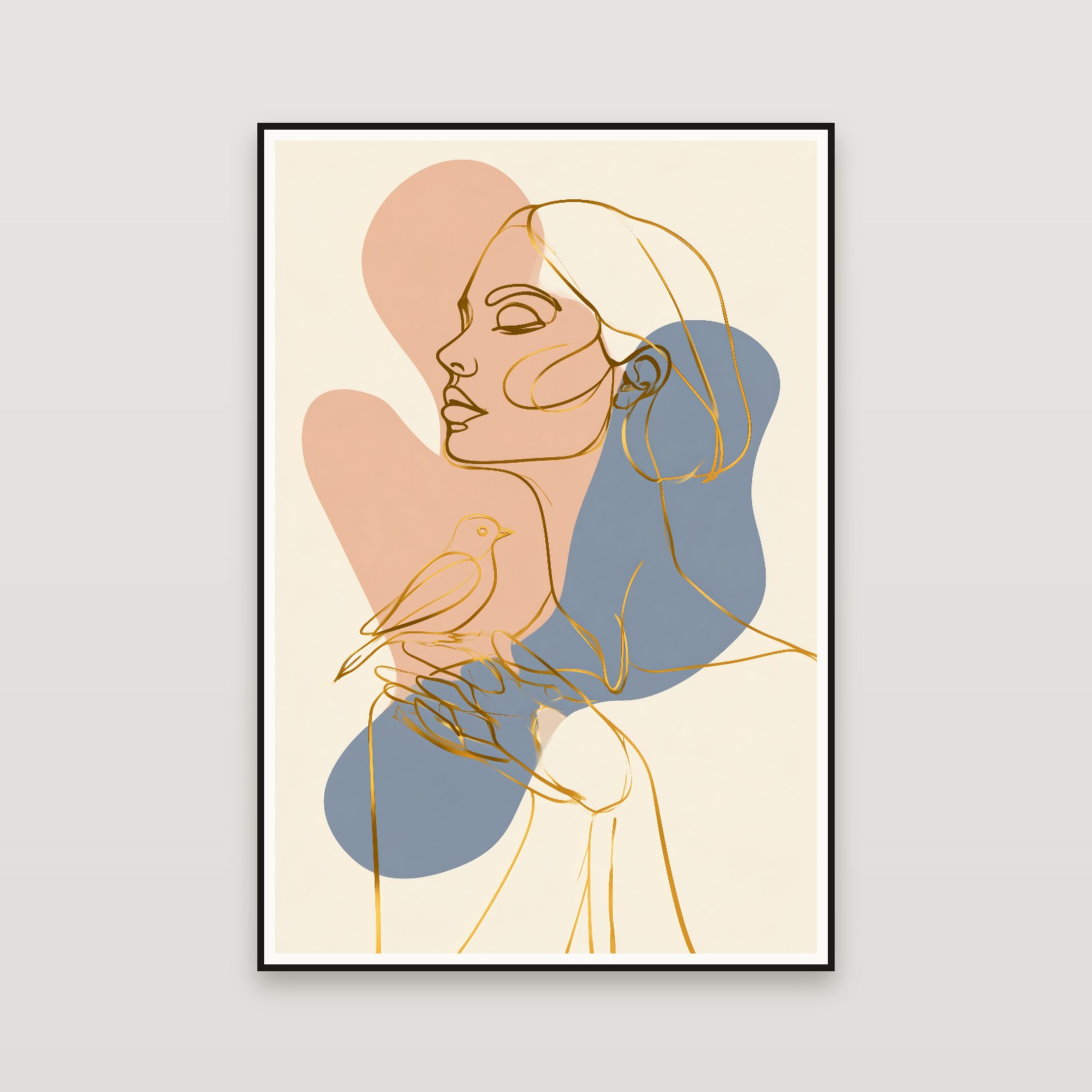 The Woman with a Bird — encadré au mur