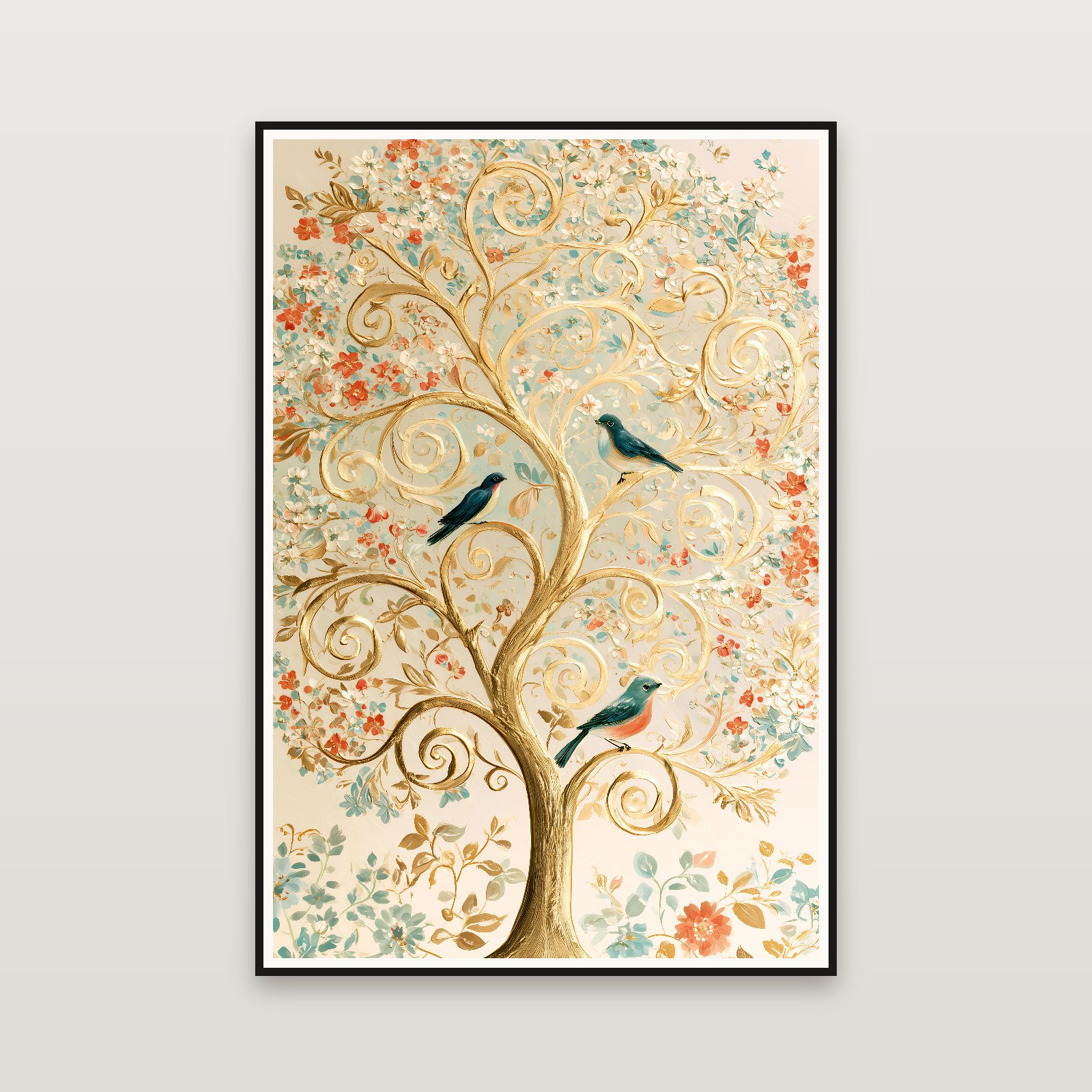 Tree of Life with Birds — gerahmt an der Wand