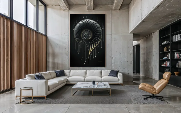 The Obsidian Rain von RAGANA Design im Loft-Empfang — großformatige Wandbilder fürs Büro