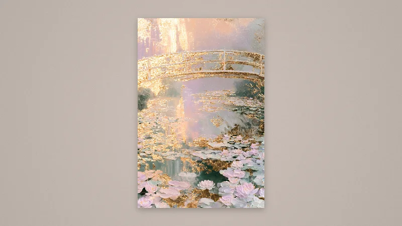 Blush Bridge at Giverny — Samsung Frame TV art, 3840 × 2160