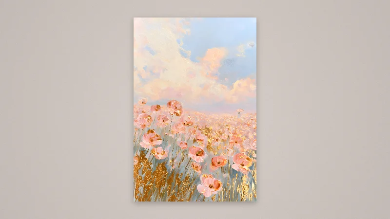 Blush Poppy Meadow — Samsung Frame TV art, 3840 × 2160