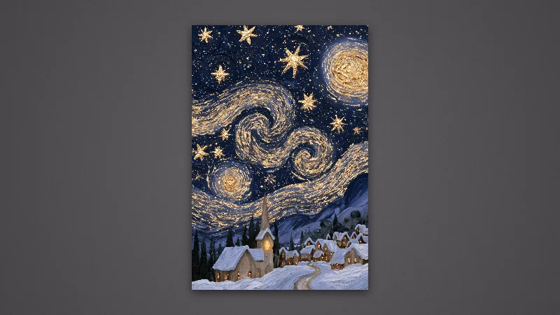 Golden Christmas Eve — Samsung Frame TV art, 3840 × 2160