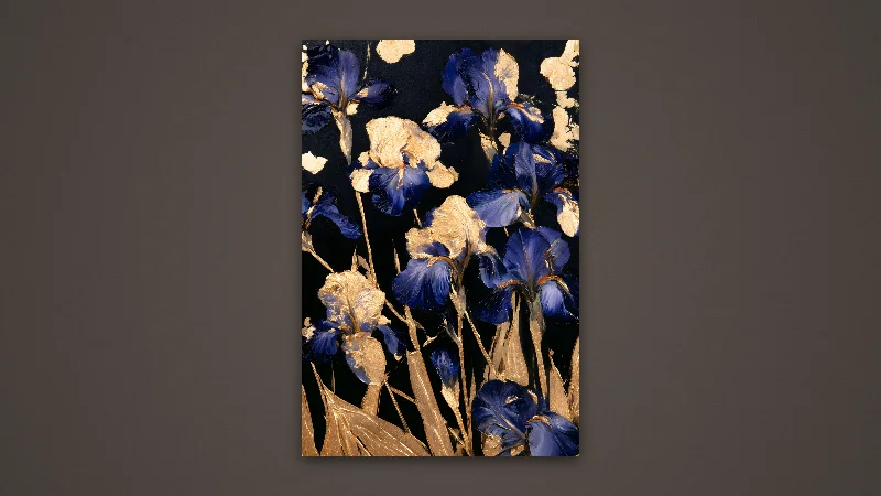 Golden Irises — Samsung Frame TV art, 3840 × 2160