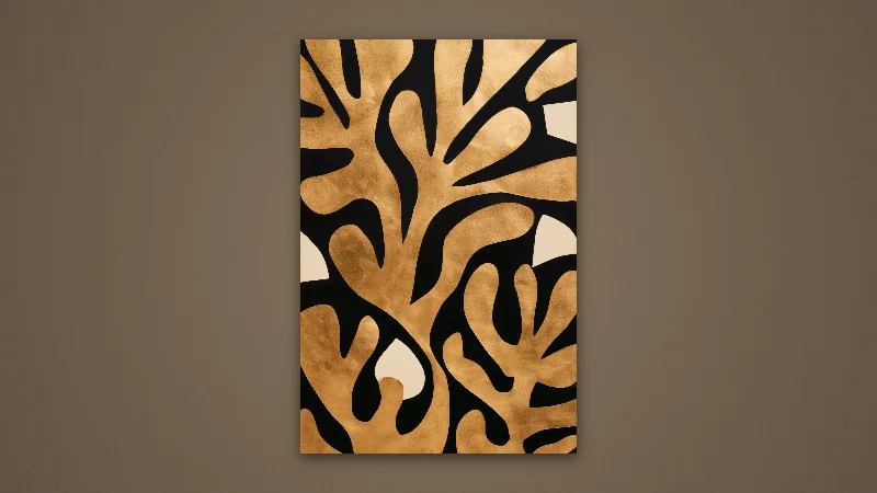 Golden Leaves on Black — Samsung Frame TV art, 3840 × 2160