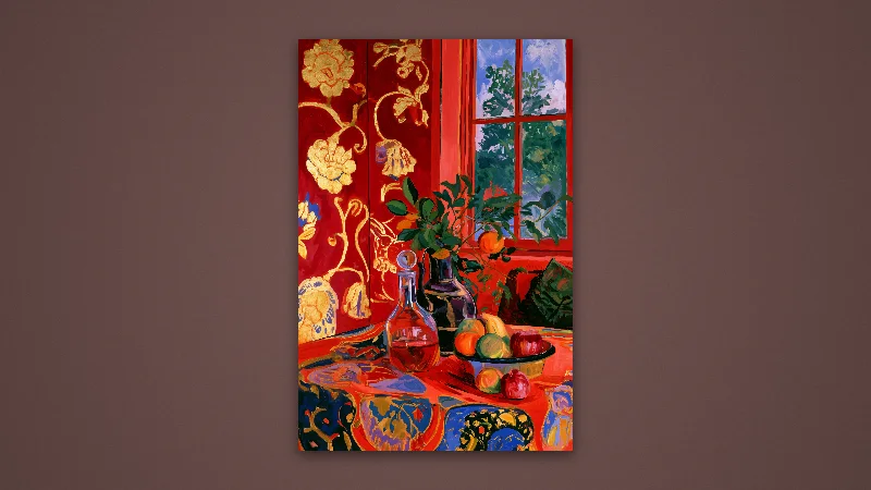 Harmony in Red & Gold — Samsung Frame TV art, 3840 × 2160