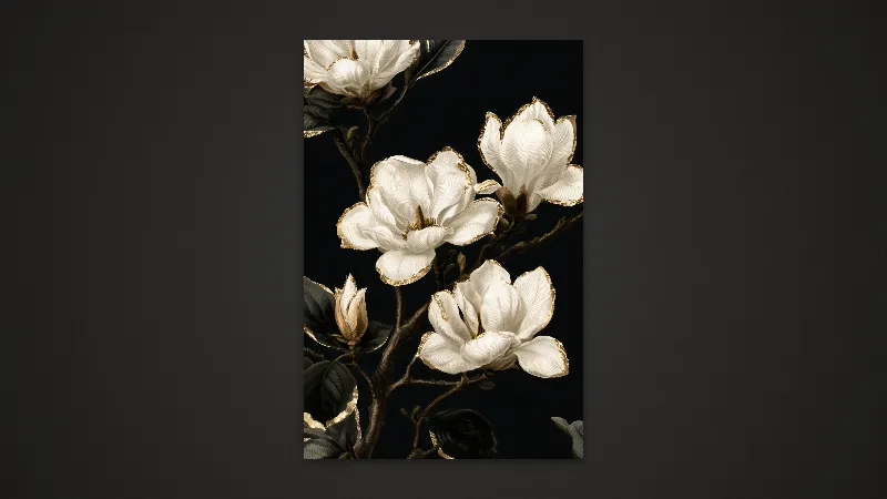 Magnolia in Black and Gold — Samsung-Frame-TV-Kunst, 3840 × 2160