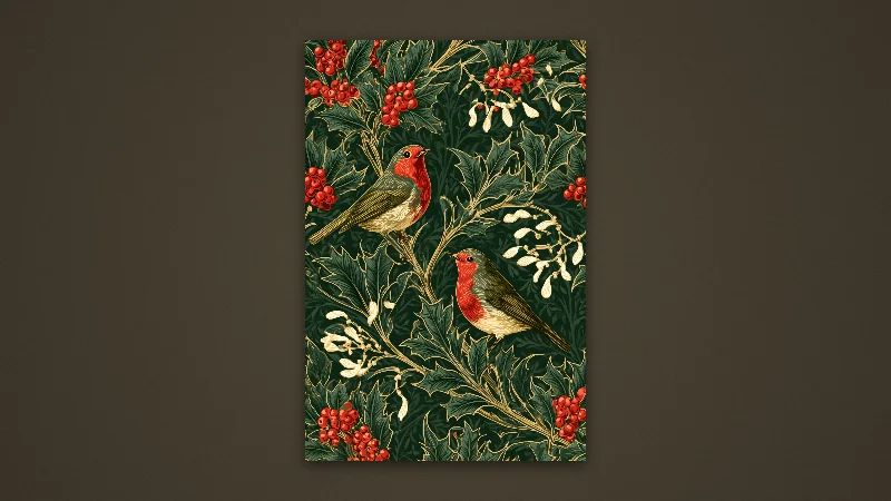 Robins and Holly — Samsung Frame TV art, 3840 × 2160