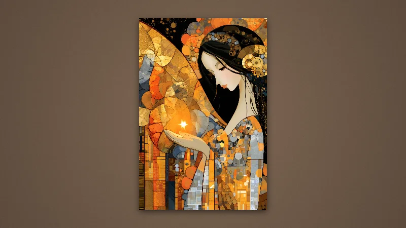 The Angel of the Golden Star — Samsung Frame TV art, 3840 × 2160