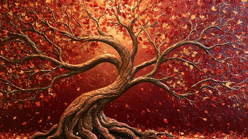 The Autumn Tree of Life Panorama — 4K TV art, 3840 × 2160