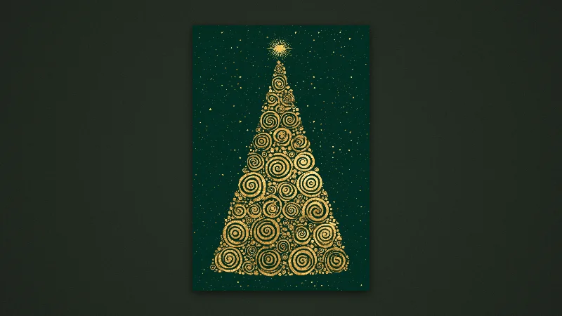 The Golden Christmas Tree — Samsung Frame TV art, 3840 × 2160