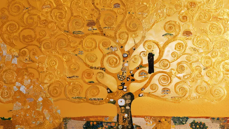 The Golden Frieze Tree of Life — 4K TV art, 3840 × 2160