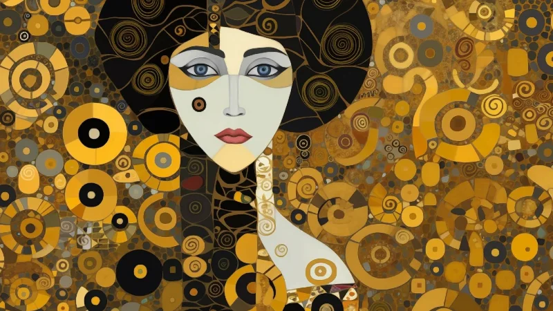The Golden Gaze — Klimt Woman Portrait in Gold, 4K TV art 3840 × 2160