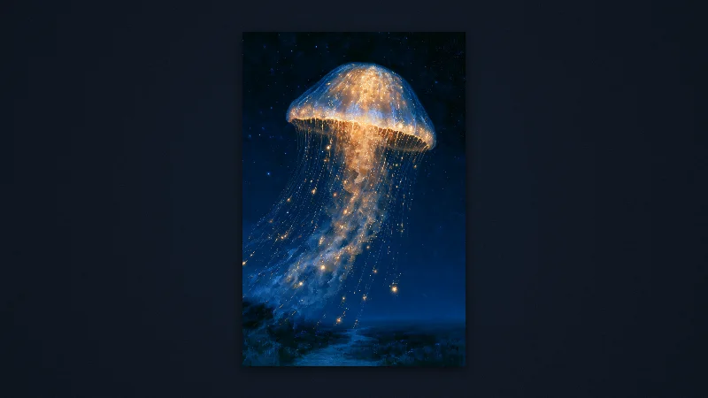 The Golden Jellyfish — Samsung Frame TV art, 3840 × 2160