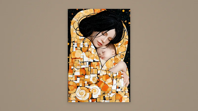 The Golden Mother and Child — Samsung Frame TV art, 3840 × 2160