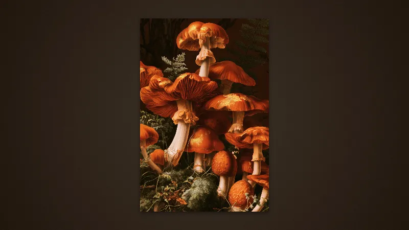The Golden Mushrooms — Samsung-Frame-TV-Kunst, 3840 × 2160