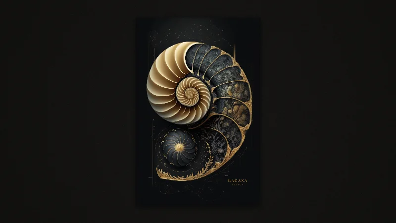The Golden Nautilus II — Samsung Frame TV art, 3840 × 2160