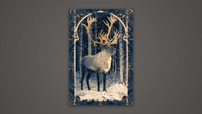 The Golden Reindeer — Samsung Frame TV art, 3840 × 2160