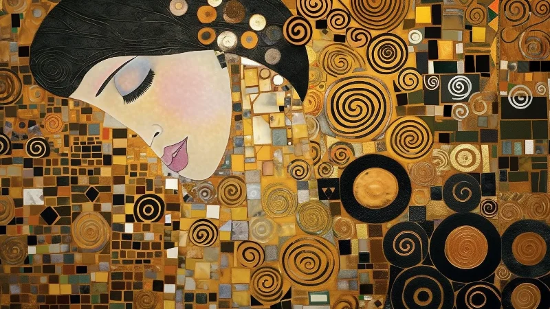 The Golden Sleeper — Klimt Woman in Gold, 4K TV art 3840 × 2160