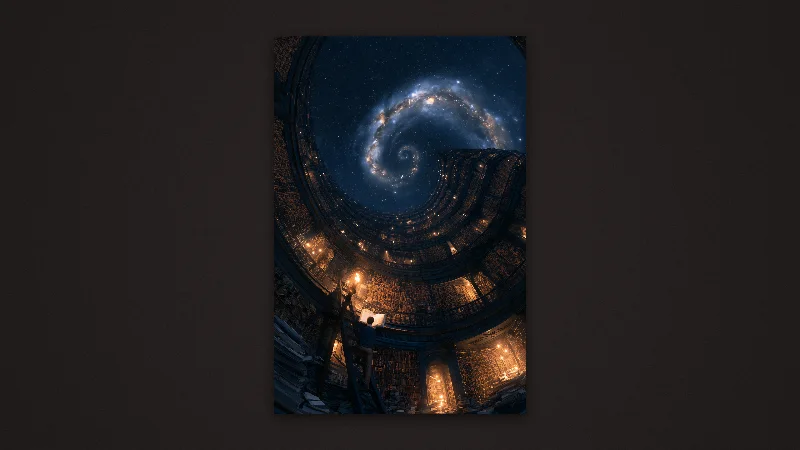 The Infinite Library — Samsung Frame TV art, 3840 × 2160