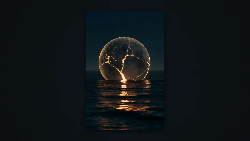 The Kintsugi Moon — Samsung Frame TV art, 3840 × 2160
