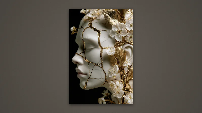 The Kintsugi Muse — Samsung Frame TV art, 3840 × 2160