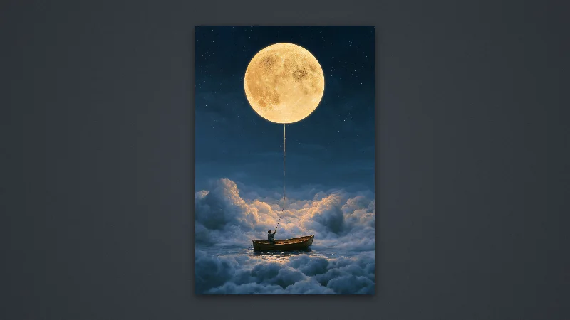 The Moon Fisher — Samsung Frame TV art, 3840 × 2160