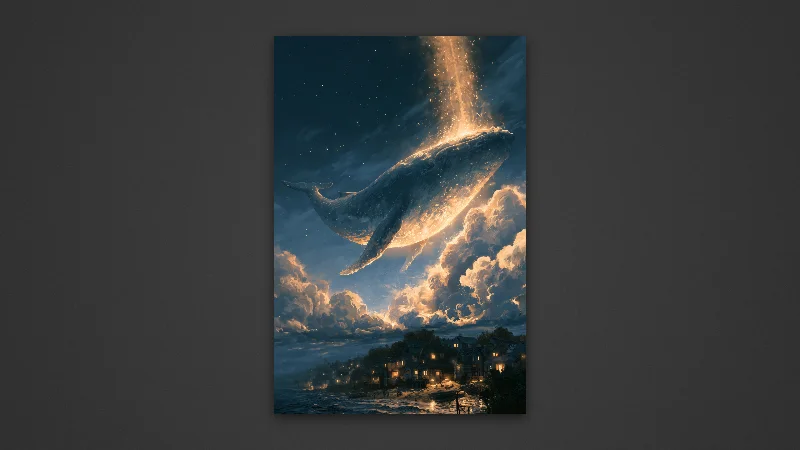 The Sky Whale — Samsung Frame TV art, 3840 × 2160